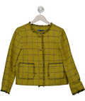 J. MCLAUGHLIN Yellow Abigail Wool Tweed Jacket In Window Pane Check UK M