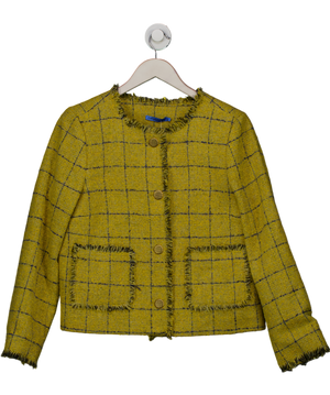J. MCLAUGHLIN Yellow Abigail Wool Tweed Jacket In Window Pane Check UK M
