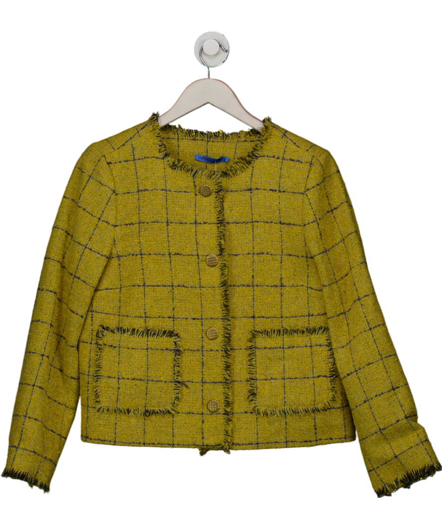 J. MCLAUGHLIN Yellow Abigail Wool Tweed Jacket In Window Pane Check UK M