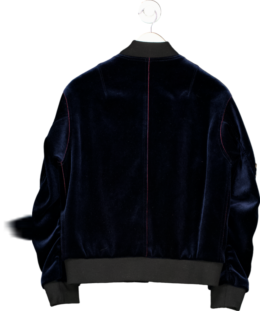 Sandro Blue Ventura Velvet Bomber Jacket UK S