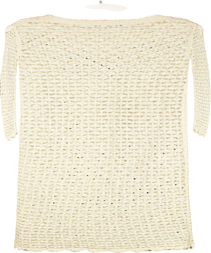 ZARA Beige Long Sleeve Crochet Midi Dress UK S