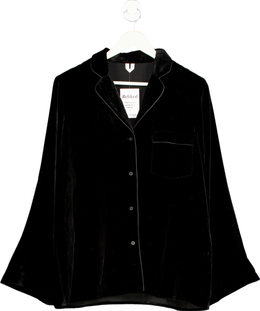 Arket Black Velvet Shirt UK 8