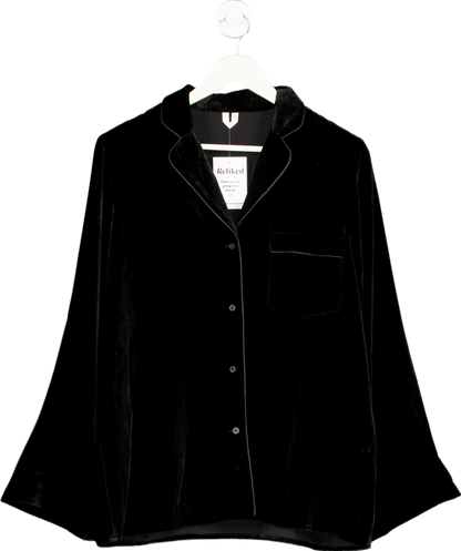 Arket Black Velvet Shirt UK 8