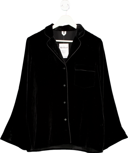 Arket Black Velvet Shirt UK 8