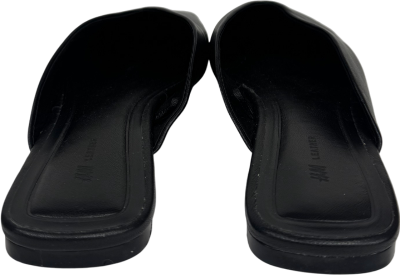 H&M Black Leather Mules UK 5 EU 38 👠