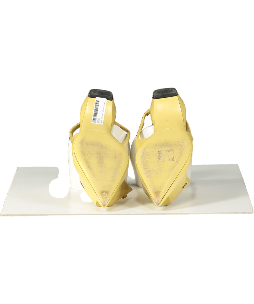 PRADA Yellow Brushed Leather Slingback Pumps With Floral Appliques UK 2 EU 35 👠