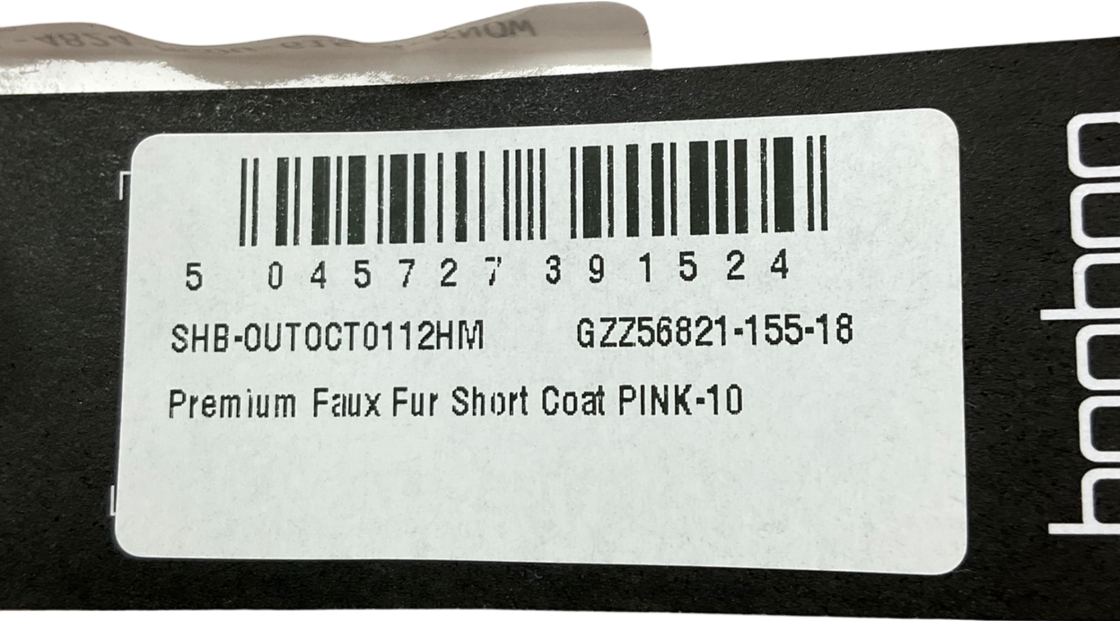 boohoo Pink Premium Faux Fur Short Coat UK 10