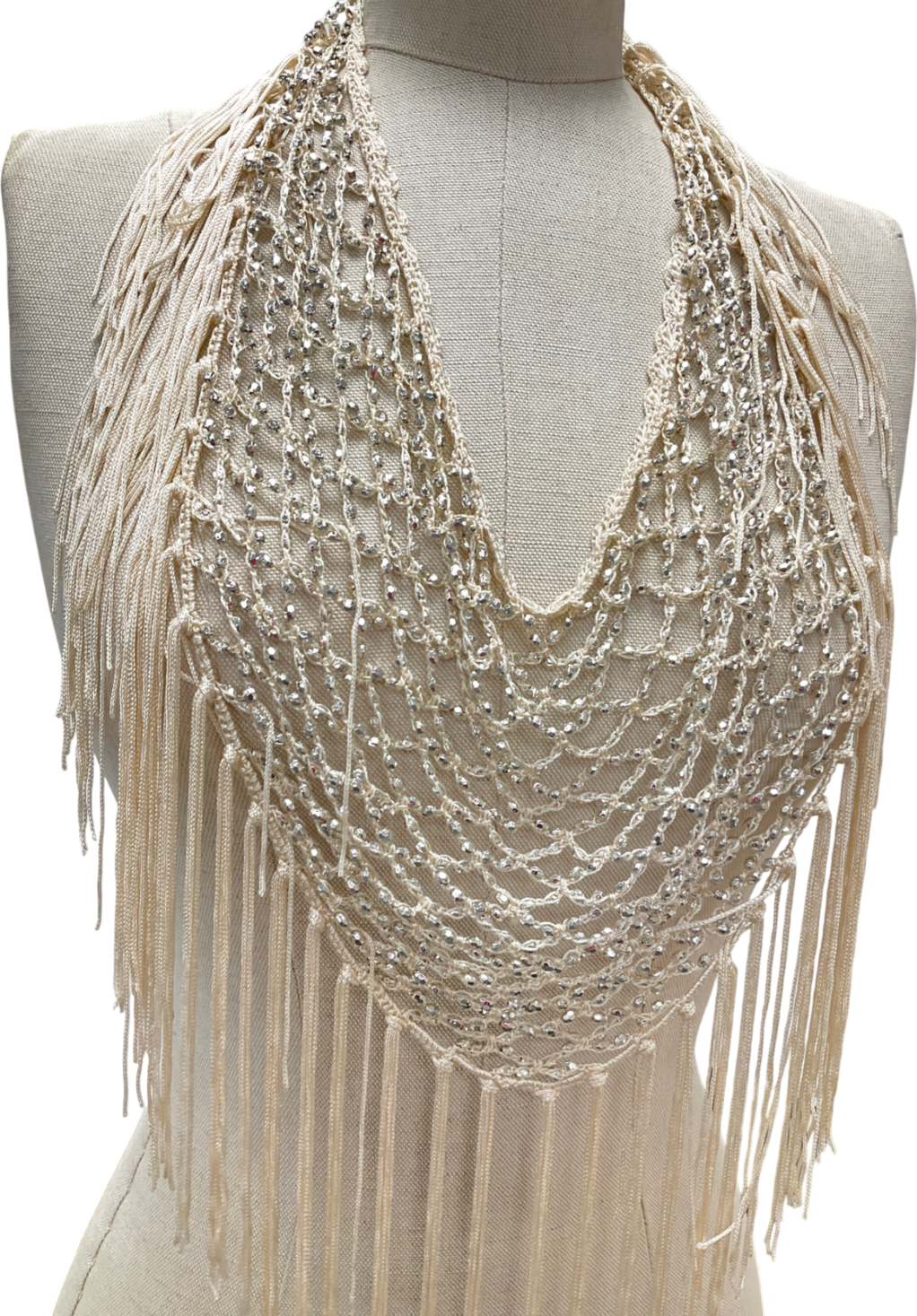 Cream fringed scarf