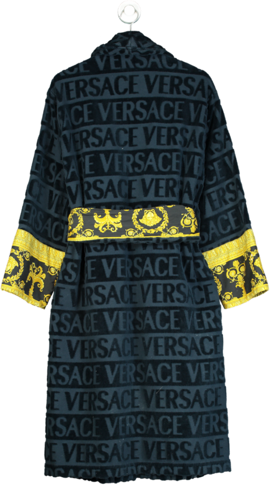 Versace Black and Gold Baroque Bathrobe UK M