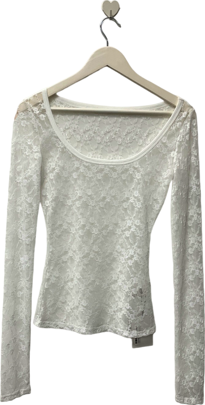 Prod White Lace Long Sleeve Top UK M