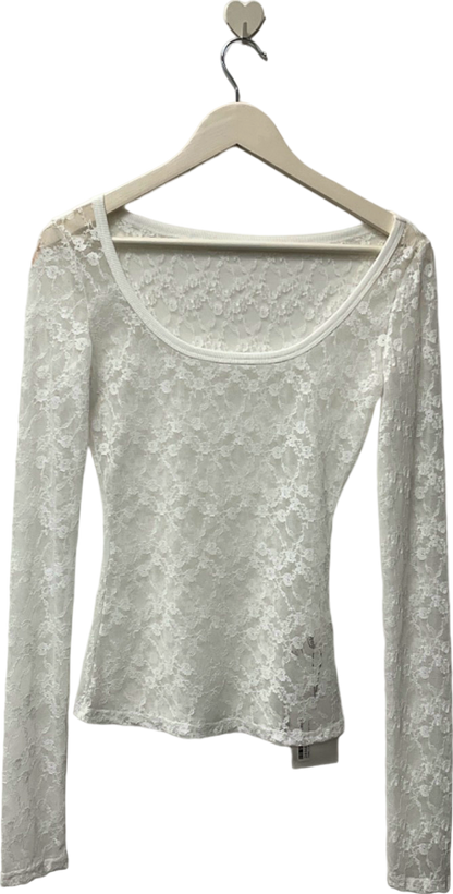 Prod White Lace Long Sleeve Top UK M