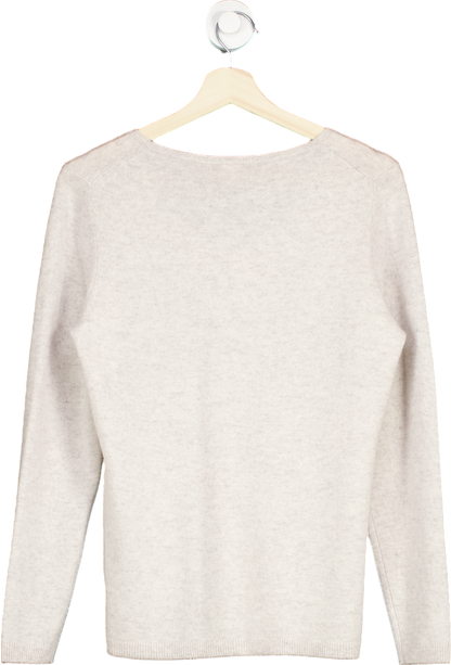 John Lewis & Partners Grey 100% Cashmere V Neck Sweater UK 12
