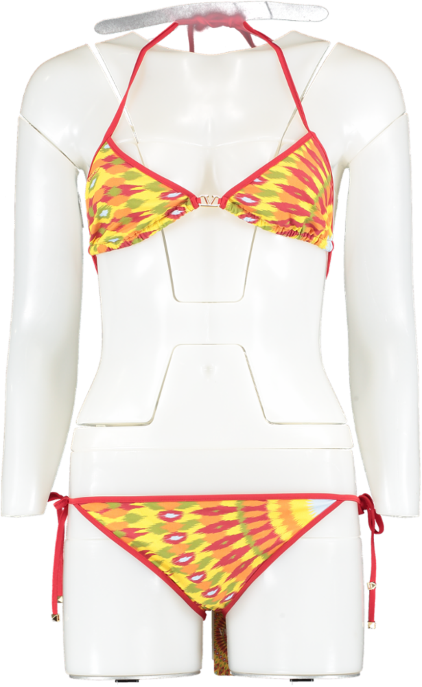 Valentino Printed Triangle Logo Rockstud Bikini Set BNWT UK S