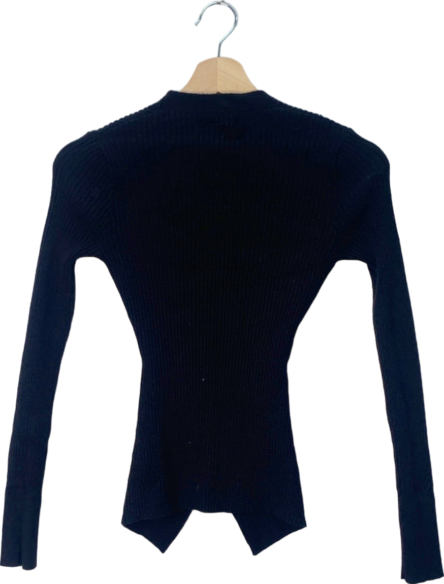 Urban Revivo Black Ribbed Wrap Sweater XS