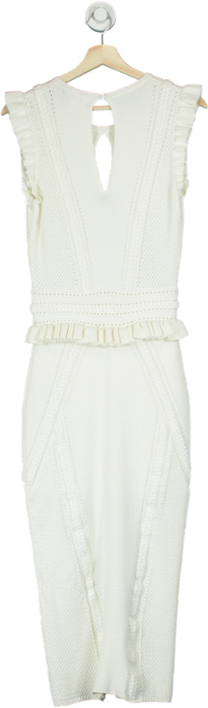 Rebecca Vallance White Keyhole Sleeveless Dress UK 8