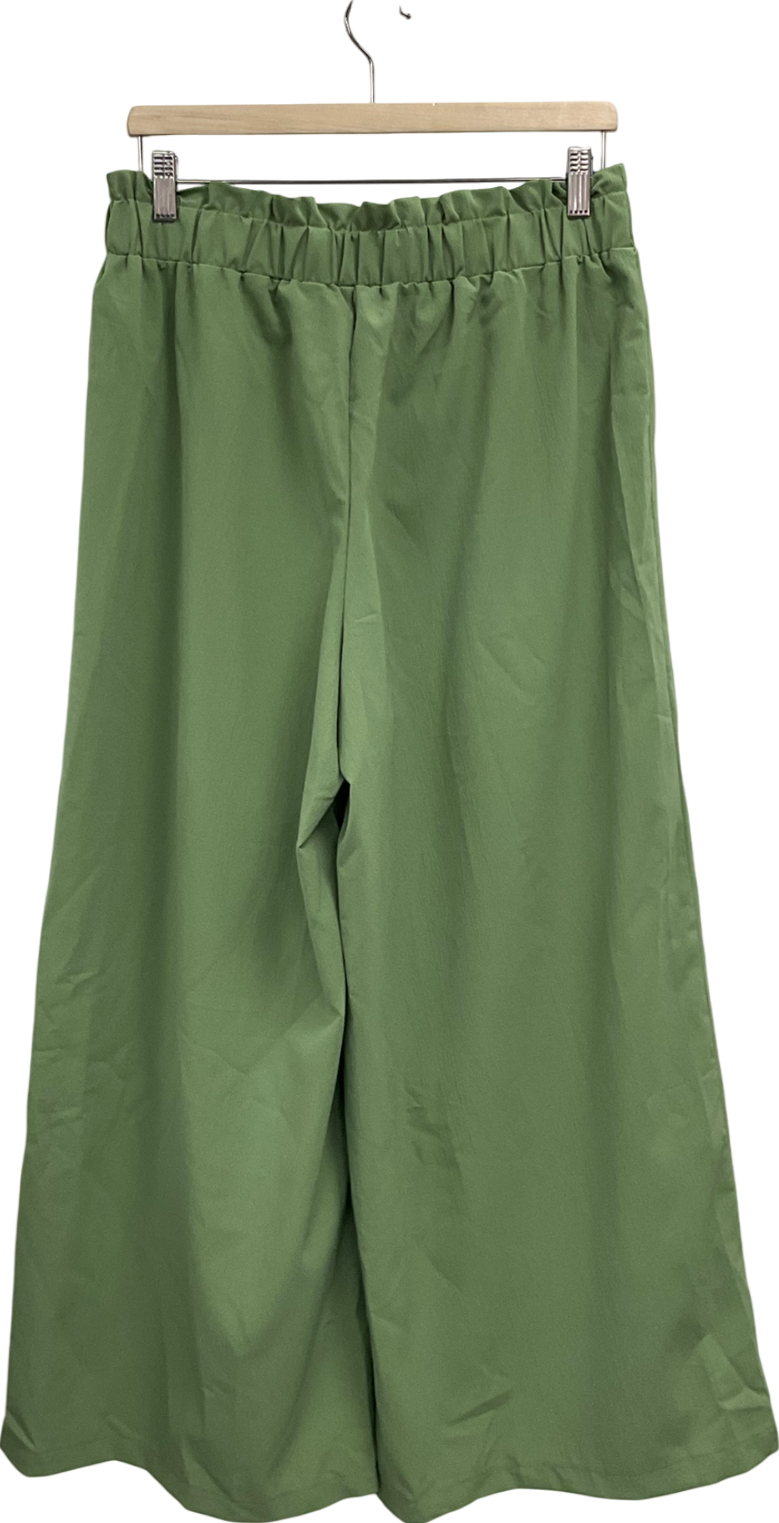 Green Curve Pull On Wide Leg Trousers UK XL