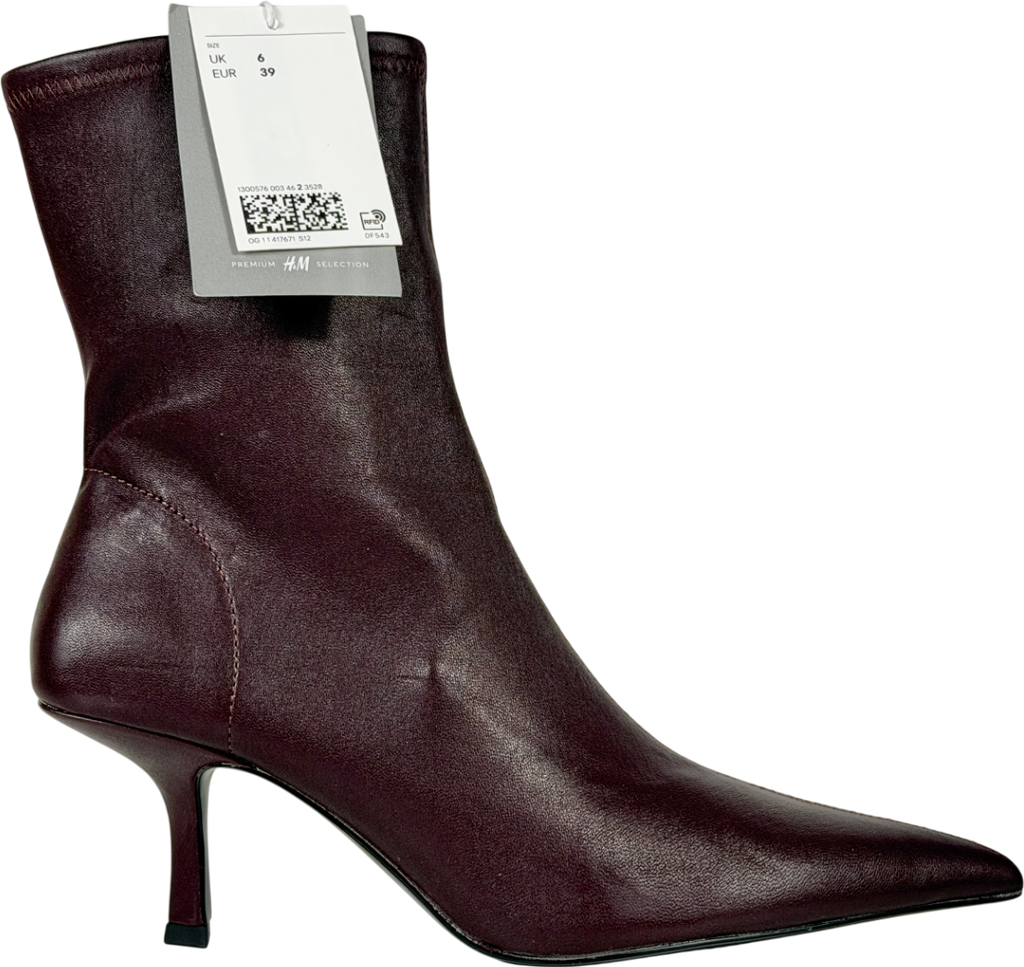 H&M Red Leather Sock Boots UK 6 EU 39 👠