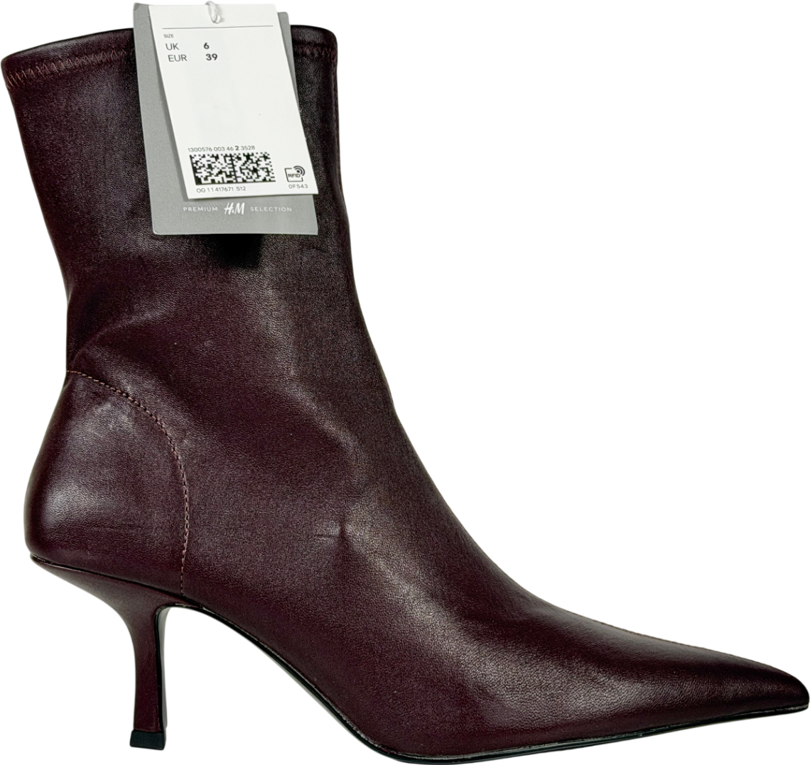 H&M Red Leather Sock Boots UK 6 EU 39 👠