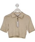 REISS Beige Eva Polo Crop Top UK S