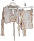 Grace Jacob Beige Marble Crop Top And Skirt UK XL