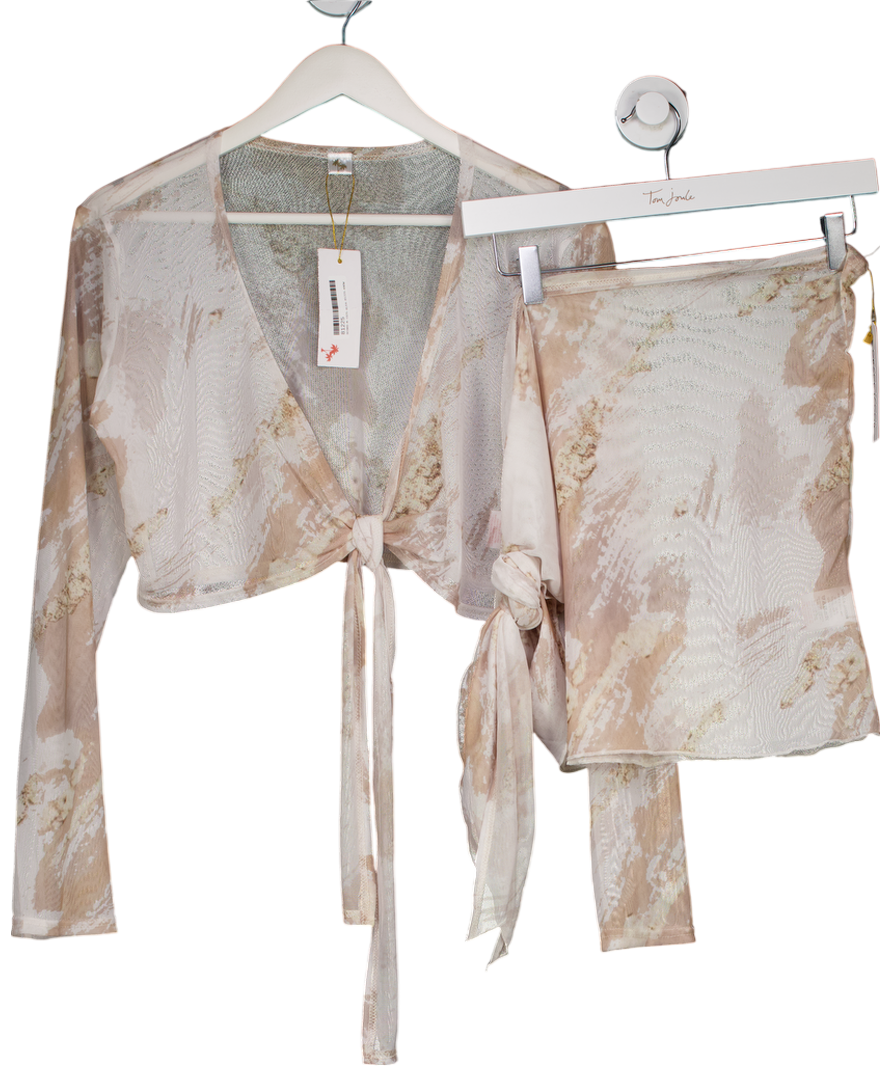 Grace Jacob Beige Marble Crop Top And Skirt UK XL