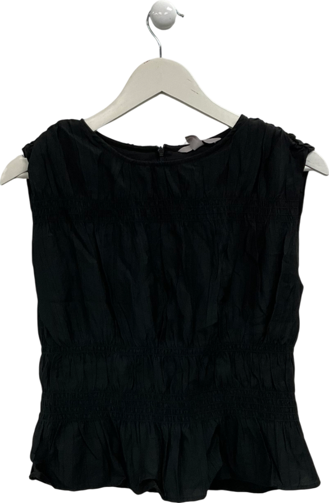 H&M Black Shirred Sleeveless Top UK XS