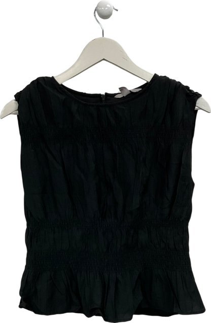 H&M Black Shirred Sleeveless Top UK XS