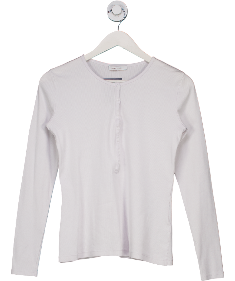 NINETY PERCENT Morgan Classic Rib Henley In White UK L