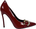 Rag & Co Red Buckle Embellished Stiletto Pump Shoes In Burgundy UK 5 EU 38 👠