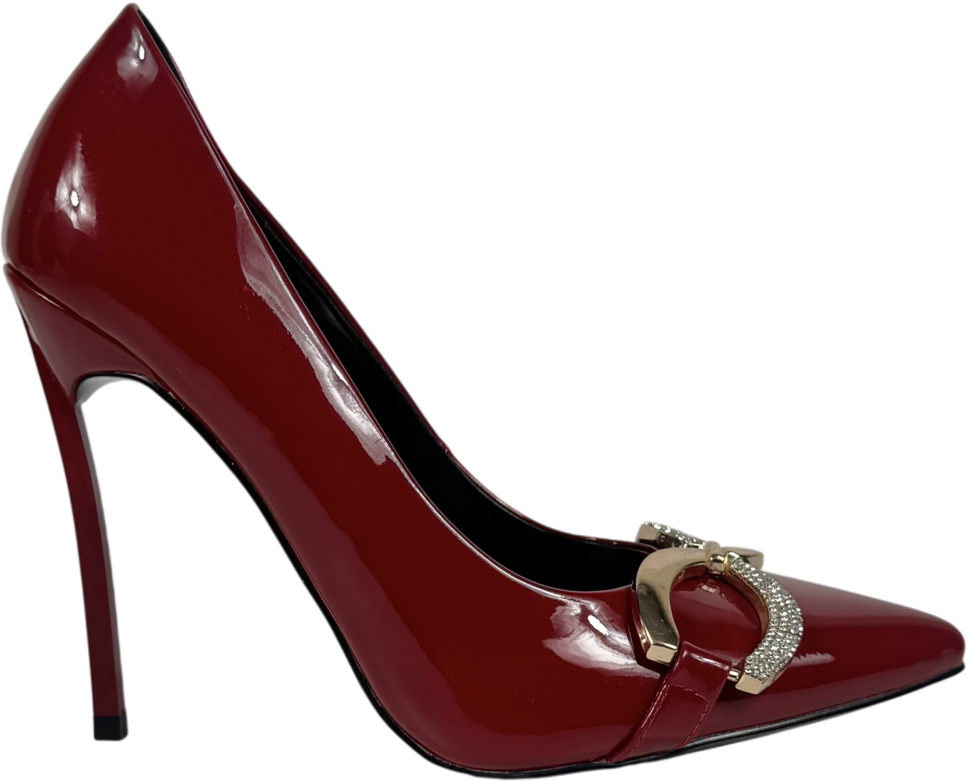 Rag & Co Red Buckle Embellished Stiletto Pump Shoes In Burgundy UK 5 EU 38 👠