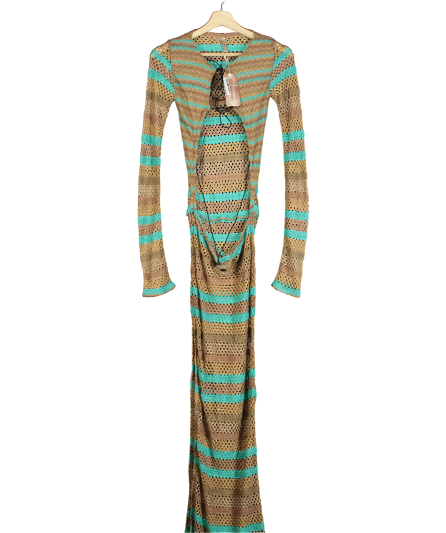 Jaded London Brown Allure Stripe Knitted Maxi Dress UK S