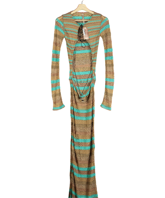 Jaded London Brown Allure Stripe Knitted Maxi Dress UK S