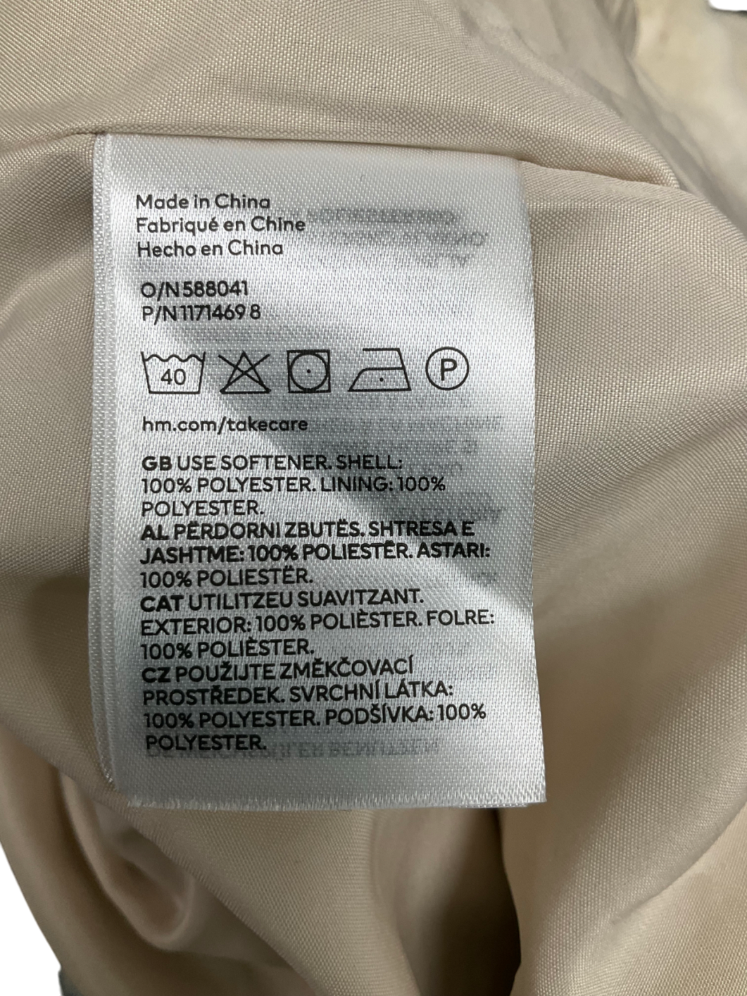 H&M Cream Faux Fur Coat UK M