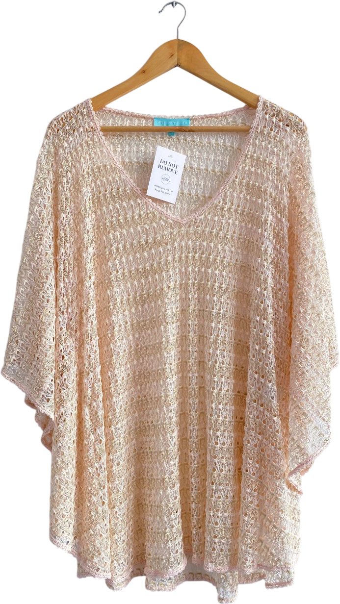 Melissa Odabash Pink Blush Ink Crochet Knit Cover Up One Size