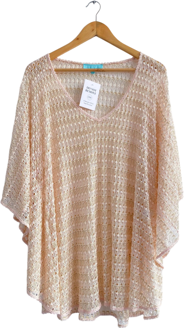 Melissa Odabash Pink Blush Ink Crochet Knit Cover Up One Size