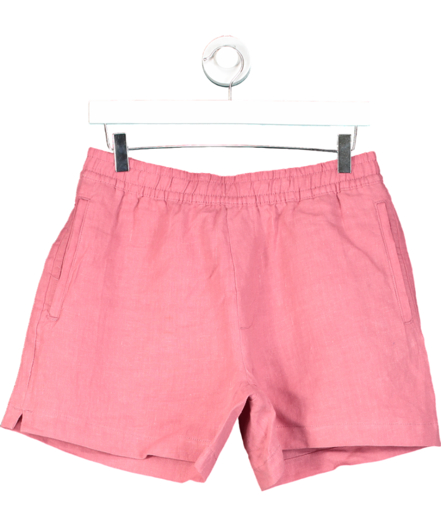 ZARA Pink Linen Viscose Pleated Bermuda Shorts UK S