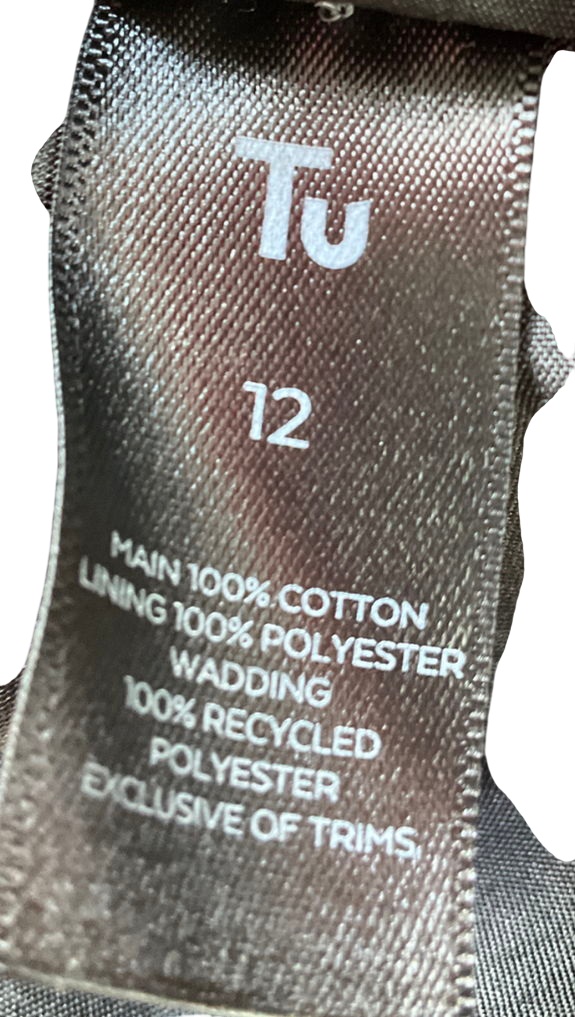 TU Black Floral Quilted Jacket UK 12