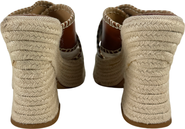 H&M Brown Block Heeled Leather Espadrilles UK 6 EU 39 👠