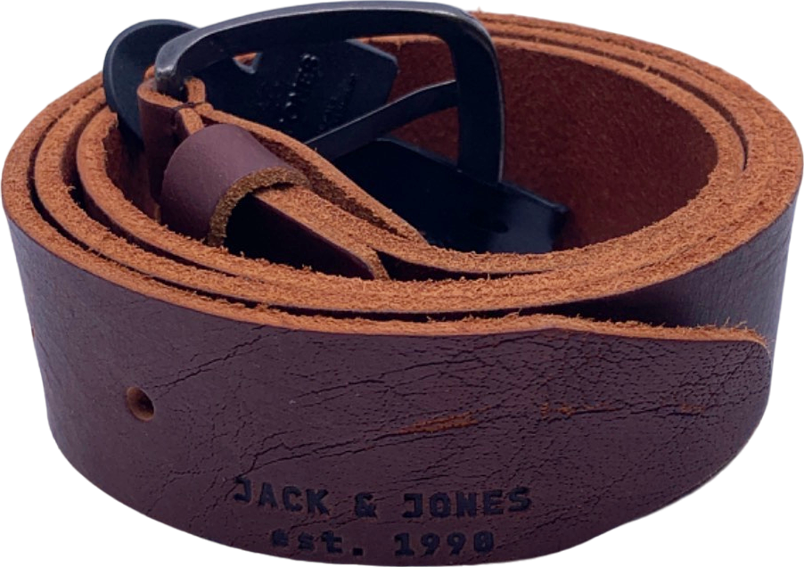 Jack & Jones Black Coffee Jacpaul Leather Belt UK 36-38