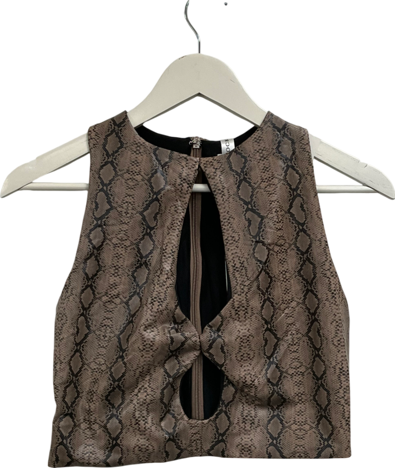 Mistress Rocks Brown Daybreak Snakeprint Sleeveless Top UK M