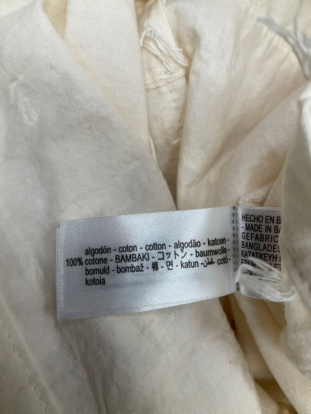 ZARA Cream Frayed Textured Short Sleeve Shirt UK S