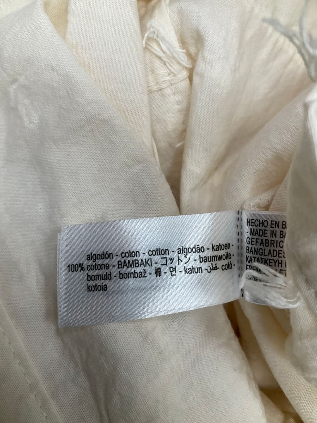 ZARA Cream Frayed Textured Short Sleeve Shirt UK S