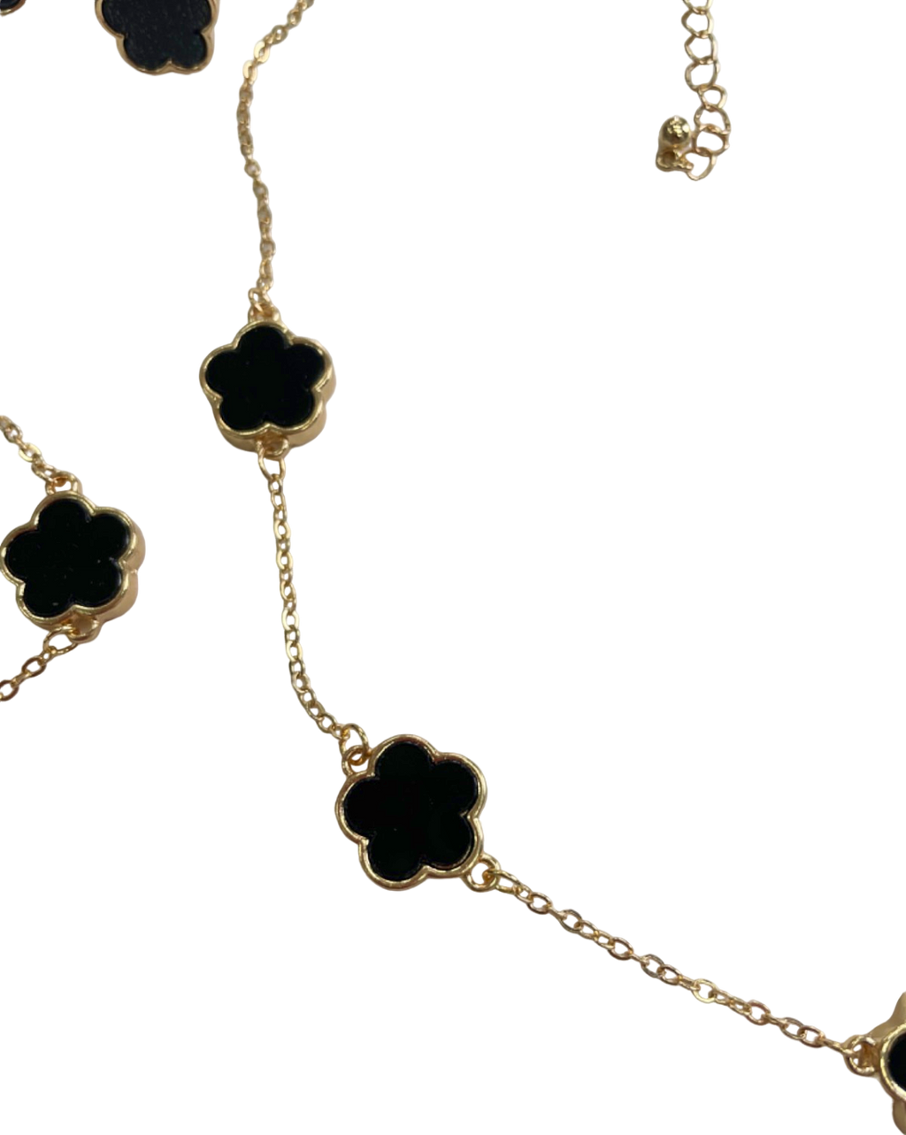 3-Piece Black Clover Necklace/Earrings/Bracelet Set in Tulle Gift Bag