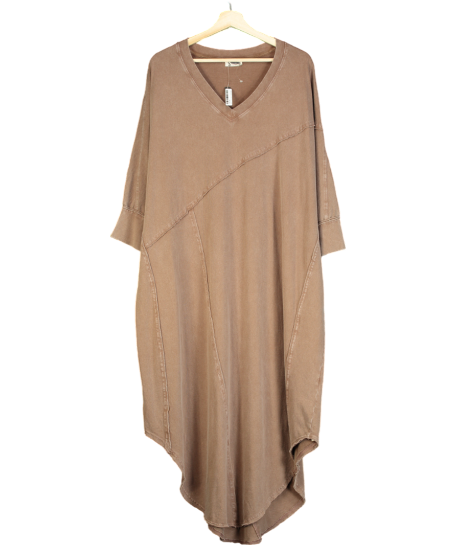 Free People Brown Cotton Maxi Dress UK XS
