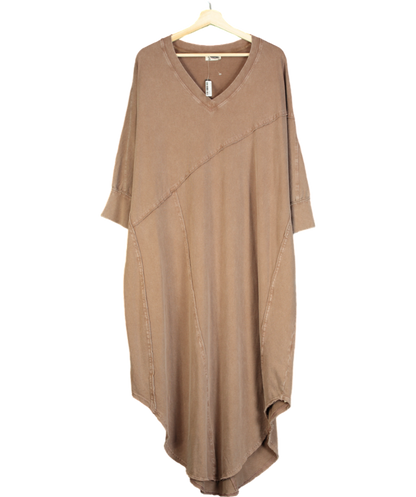 Free People Brown Cotton Maxi Dress UK XS