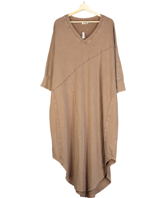 Free People Brown Cotton Maxi Dress UK XS