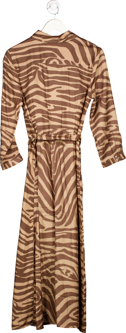 J.McLaughlin Dark Brown/Light Brown Bengal Row Dress UK M