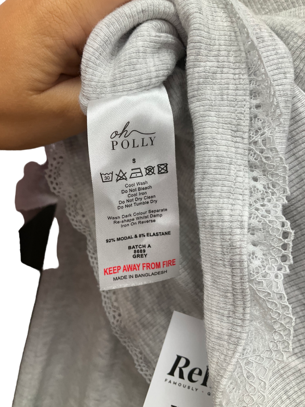 Oh Polly Grey Fold Over Kick Flare Trousers UK S