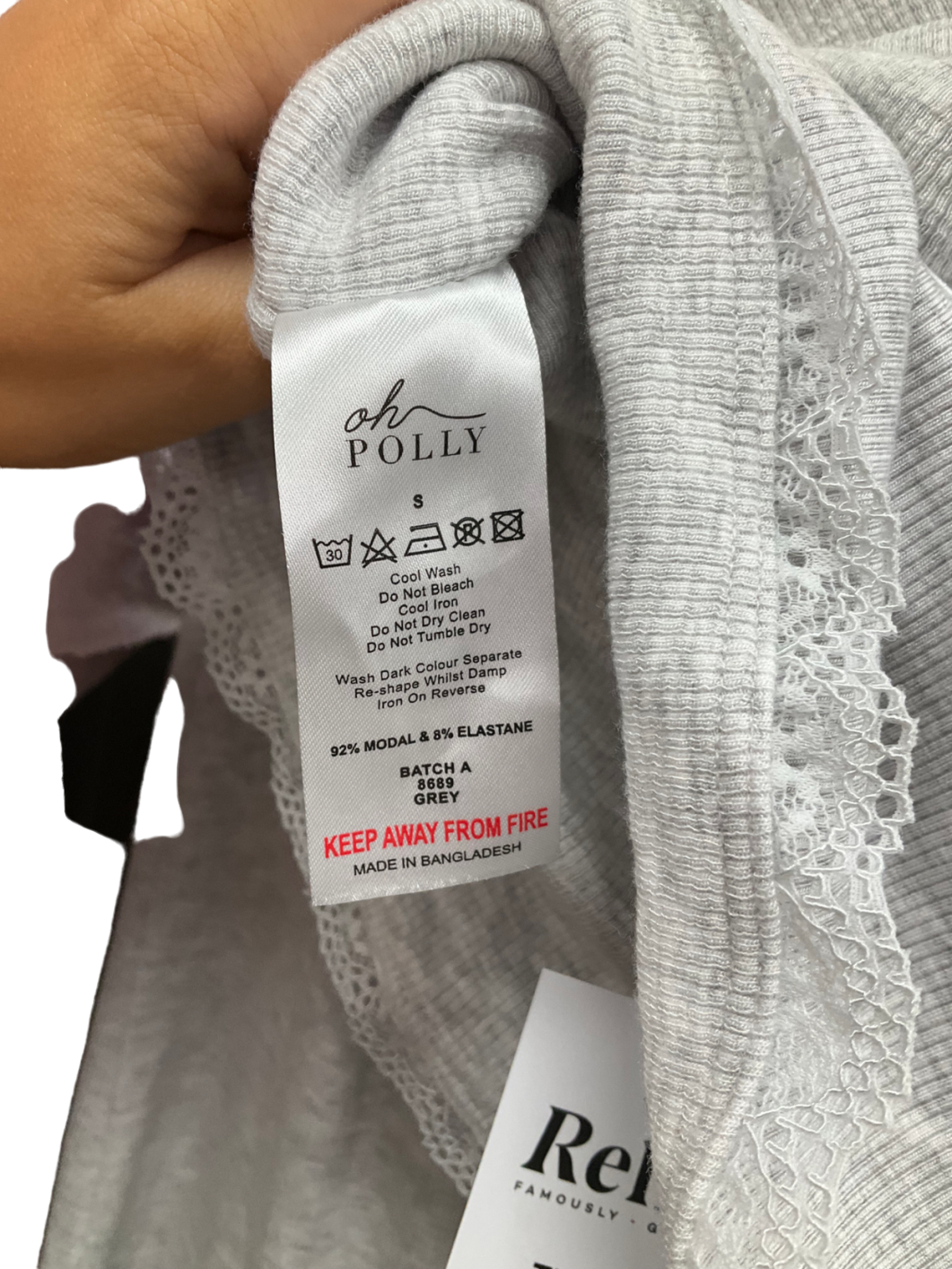 Oh Polly Grey Fold Over Kick Flare Trousers UK S