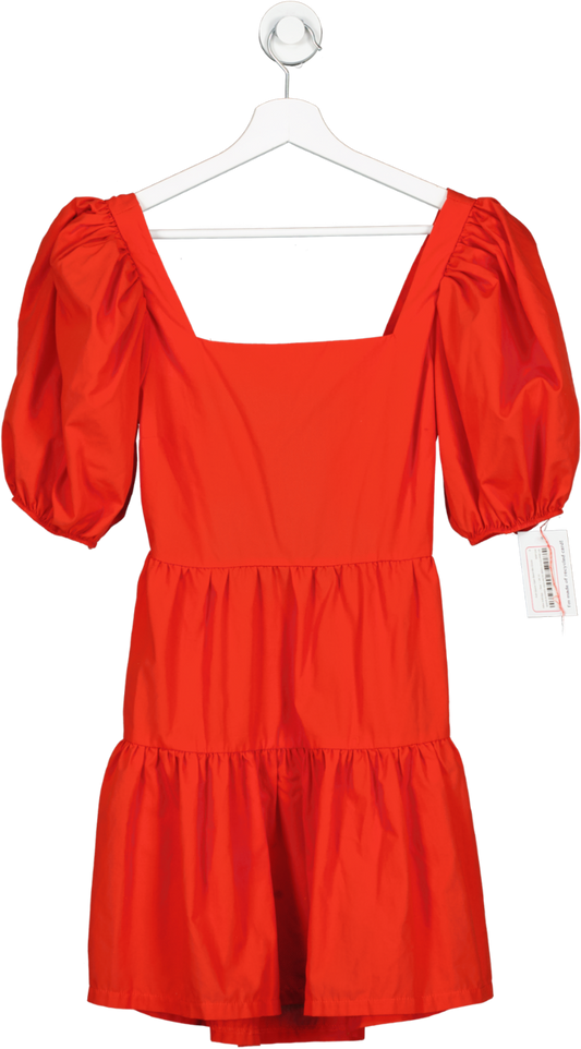 Miss Selfridge Red Puff Sleeve Open Back Mini Dress UK 10